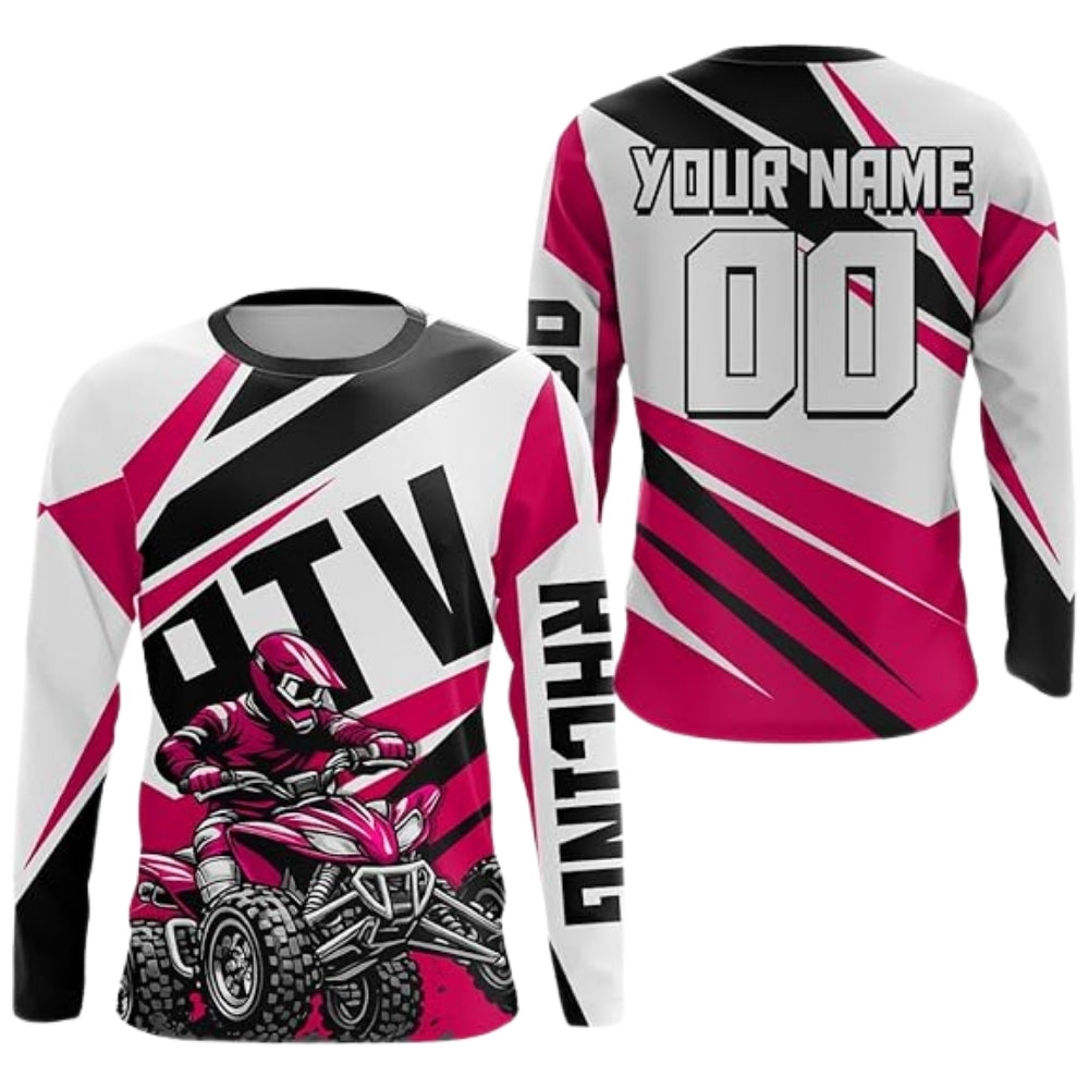 Personalized ATV Motocross Long Sleeve Jersey Men, Orange White Custom ATV Dirt Bike Jerseys MZ0083
