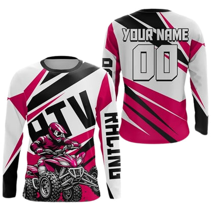 Personalized ATV Motocross Long Sleeve Jersey Men, Orange White Custom ATV Dirt Bike Jerseys MZ0083