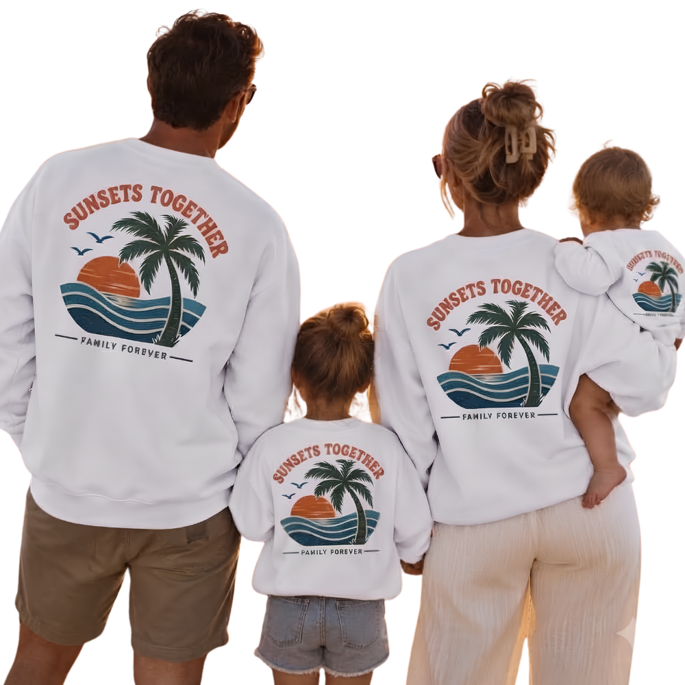 Sunset Together Family Forever Matching Sweatshirt, Retro Family Sweatshirts Matching ET1651