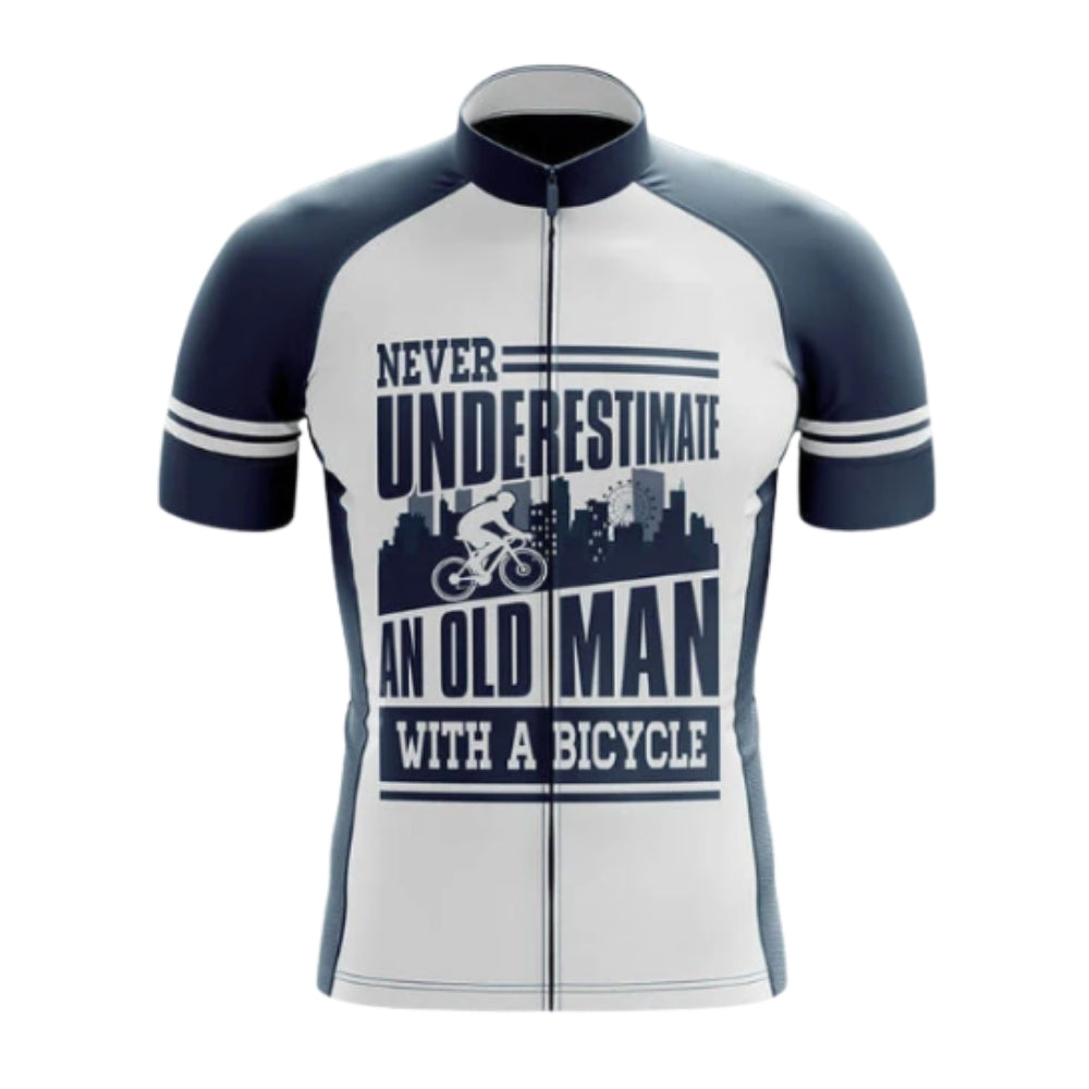 Never Underestimate An Old Man With A Bicycle Short Sleeve Cycling Jersey For Men, Funny Cycling Jerseys CG0662