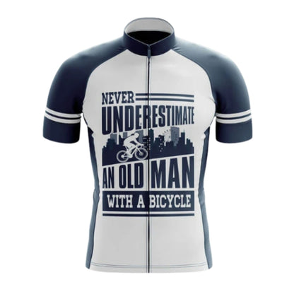 Never Underestimate An Old Man With A Bicycle Short Sleeve Cycling Jersey For Men, Funny Cycling Jerseys CG0662