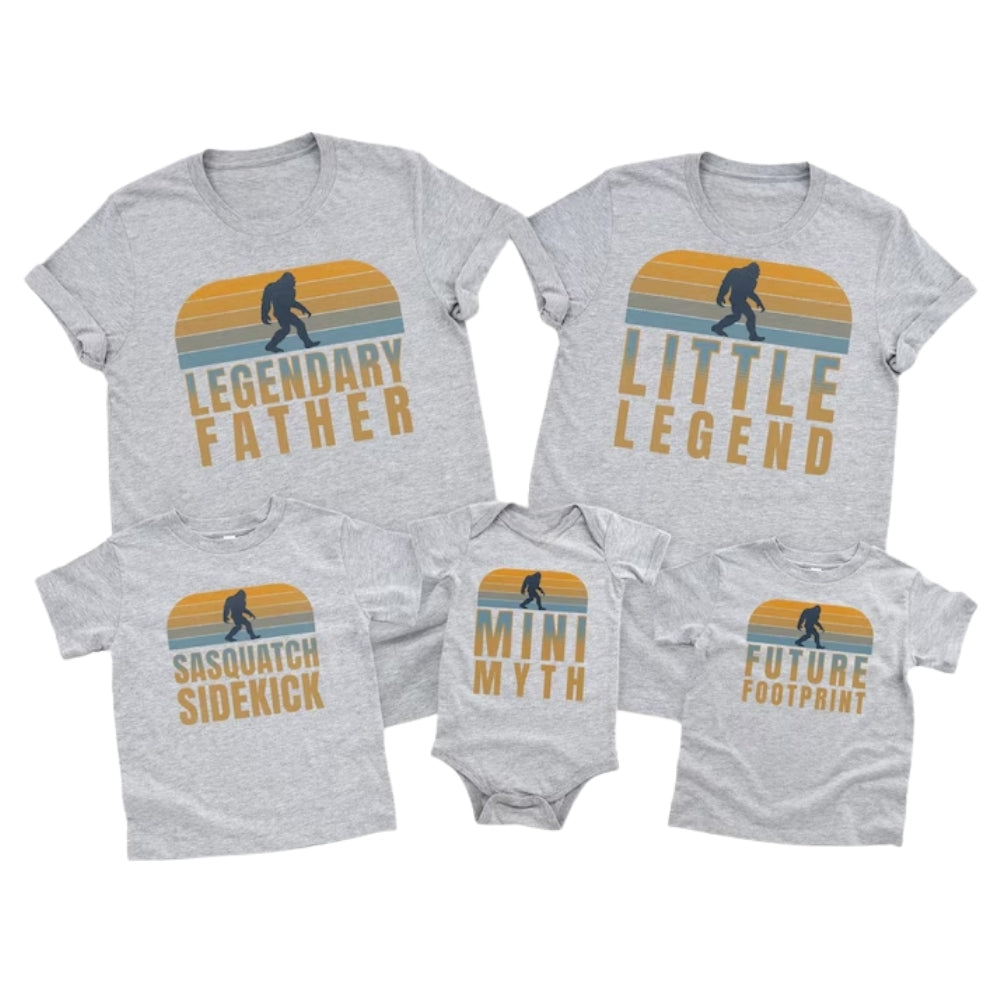 Legendary Father Mini Myth Future Footprint Matching Bigfoot Dad And Baby T Shirt, Sasquatch Bigfoot Family Matching Shirt ET0959