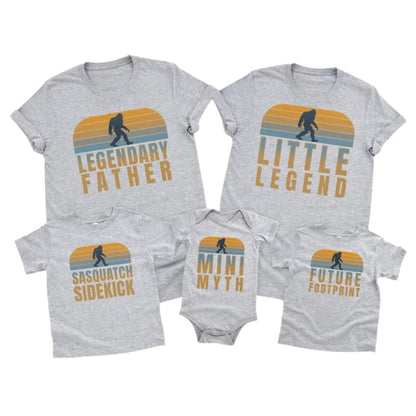 Legendary Father Mini Myth Future Footprint Matching Bigfoot Dad And Baby T Shirt, Sasquatch Bigfoot Family Matching Shirt ET0959