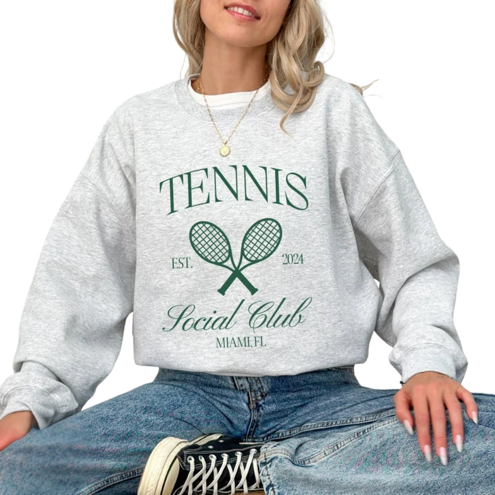 Custom Social Club Tennis Sweatshirt, Custom Tennis Sweatshirt 2D0596