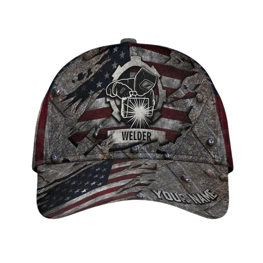 Custom American Flag Welder Baseball 3D Cap, Custom Welder Hats Caps CP0113