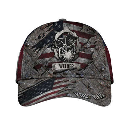 Custom American Flag Welder Baseball 3D Cap, Custom Welder Hats Caps CP0113
