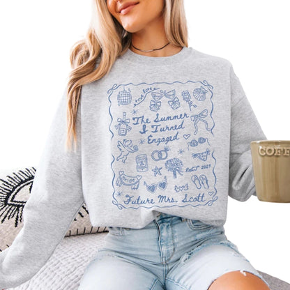 The Summer & Turned Engaged Custom Sweatshirt, Custom Future Mrs Sweatshirt 2D0262