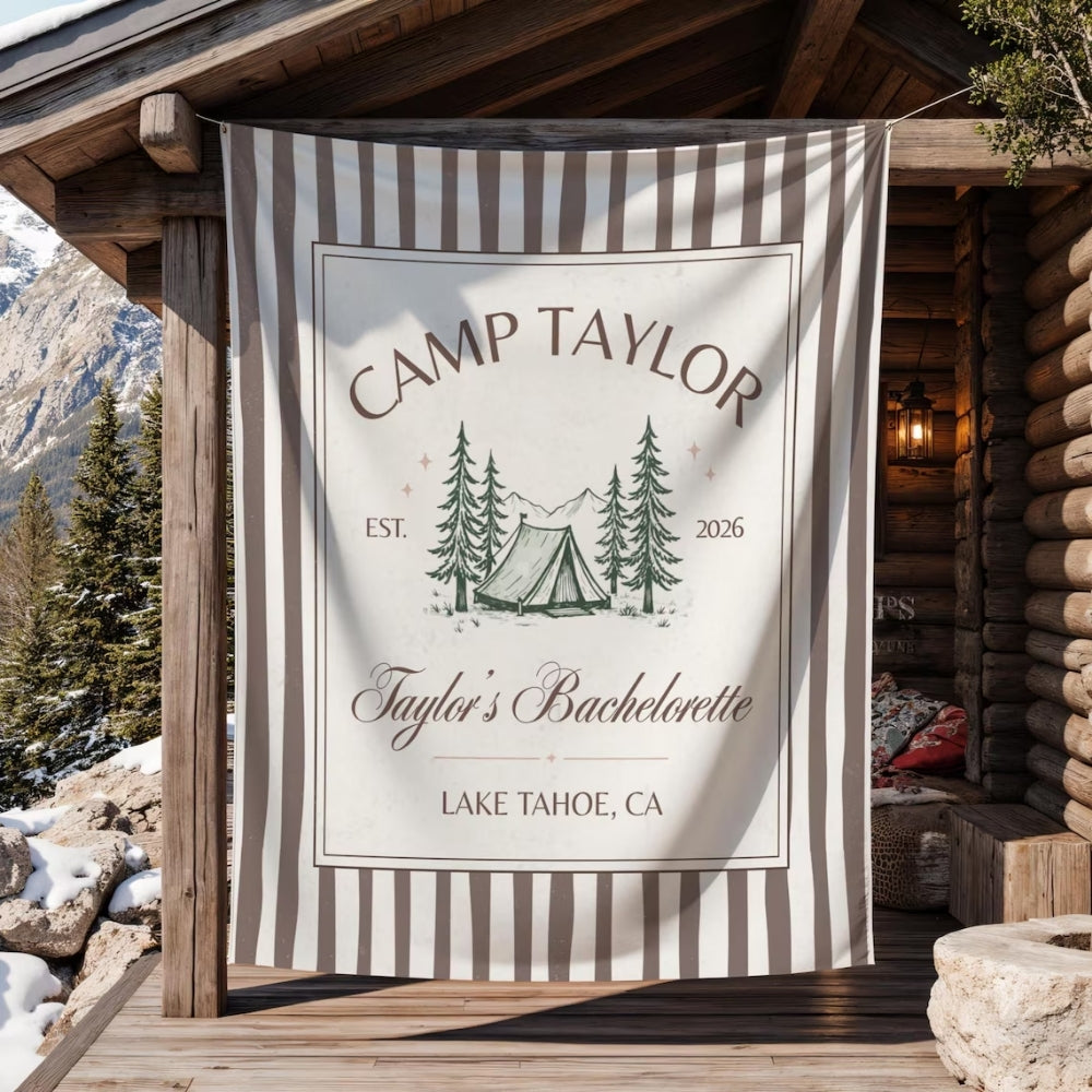 Personalized Camp Bachelorette Banner, Custom Camp Party Bachelorette Banner WD0421