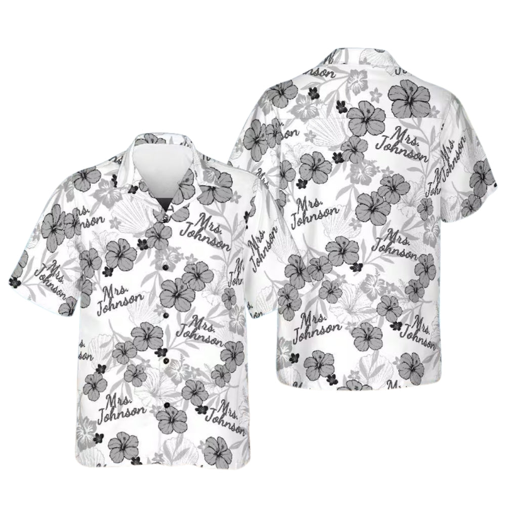 Custom Matching Bride And Groom Tropical Hawaiian Shirt, Custom Wedding Party Hawaiian Shirts For Couple HE0199