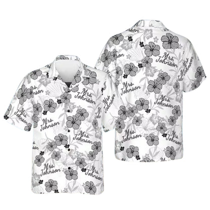 Custom Matching Bride And Groom Tropical Hawaiian Shirt, Custom Wedding Party Hawaiian Shirts For Couple HE0199