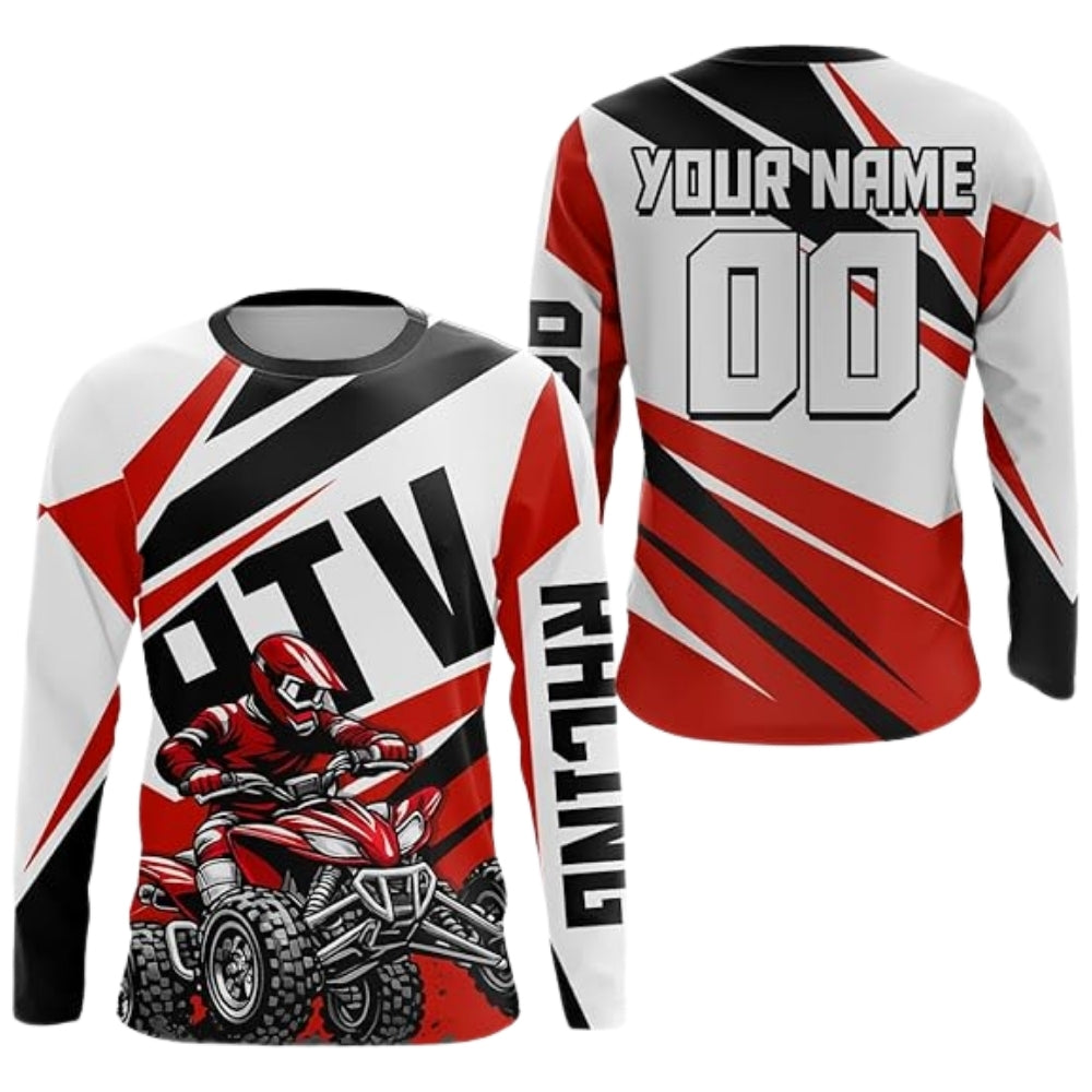 Personalized ATV Motocross Long Sleeve Jersey Men, Orange White Custom ATV Dirt Bike Jerseys MZ0083