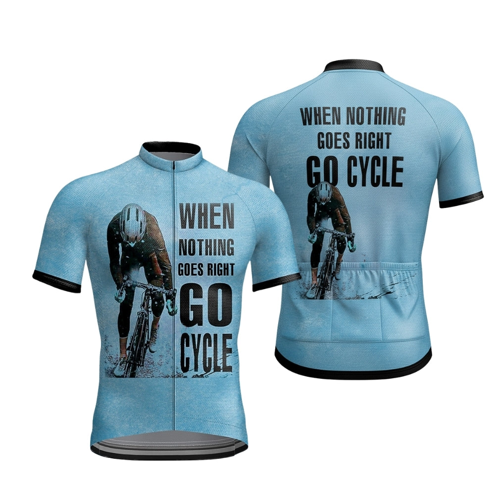 When Nothing Goes Right Go Cycle Men's Short Sleeve Cycling Jersey, Khaki Cycling Jersey For Men CZ0146