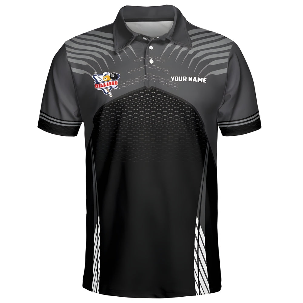 Custom Back Grey Billiard Polo Shirt For Mens, Custom Billiard Shirts BIE0026