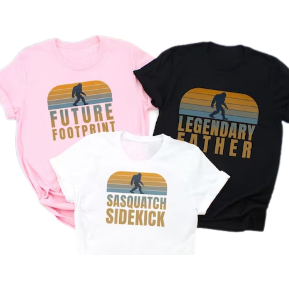 Legendary Father Mini Myth Future Footprint Matching Bigfoot Dad And Baby T Shirt, Sasquatch Bigfoot Family Matching Shirt ET0959