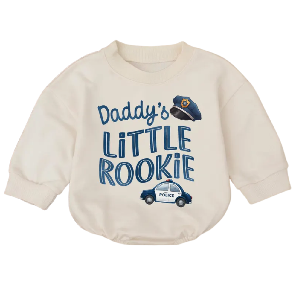 Daddy's Little Rookie Baby Romper Sweatshirt, Baby Police Romper Sweatshirt BB0561