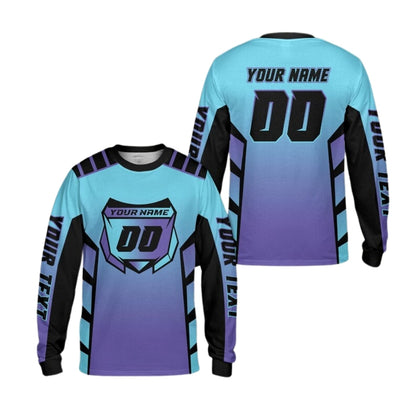 Custom Gradient Orange And Blue Motocross Long Sleeve Jersey For Men, Custom Dirt Bike Shirts With Number ME0048