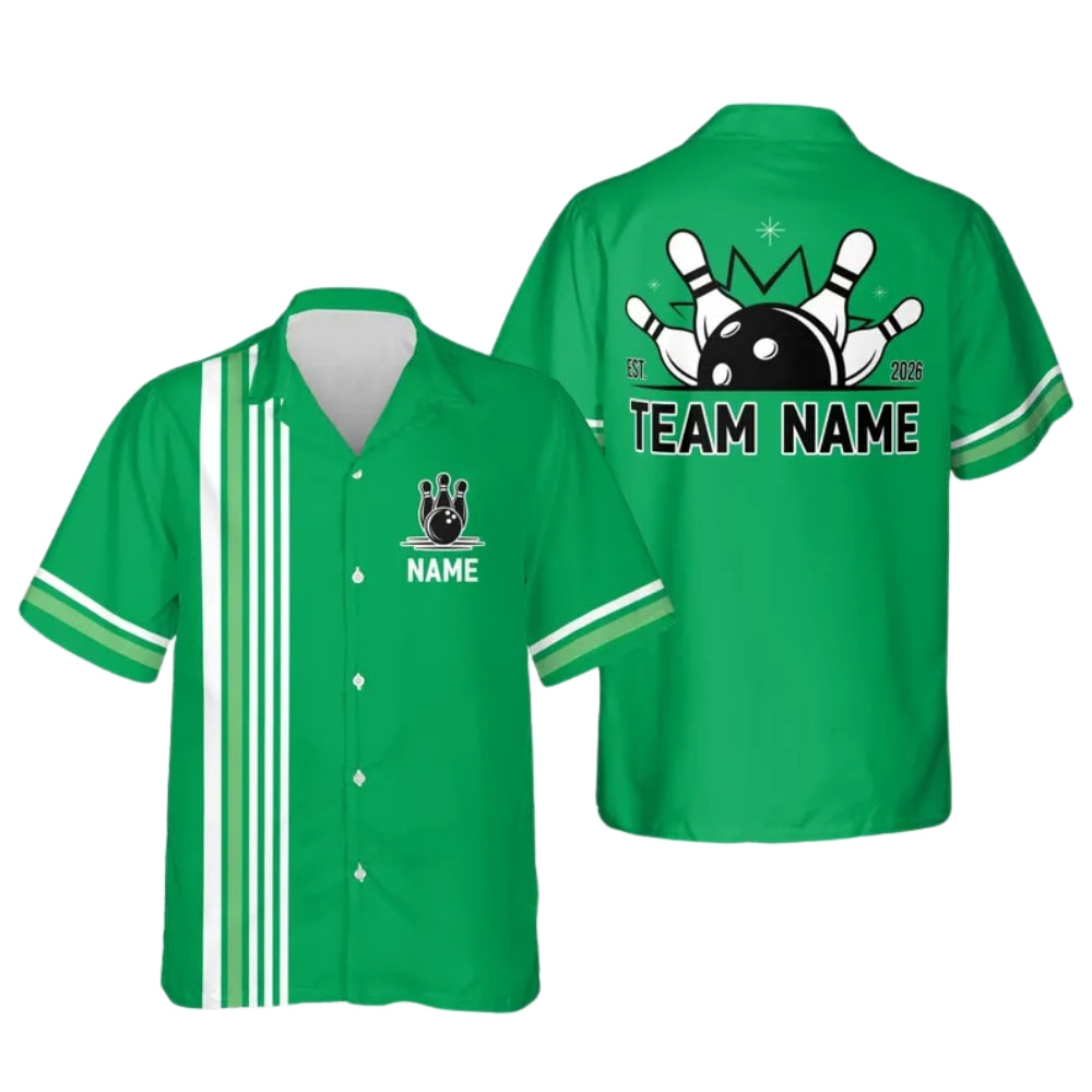 Custom Retro Navy Hawaiian Bowling Shirt With Year For Men Women, Custom Retro Bowling Team Shirts BE0135
