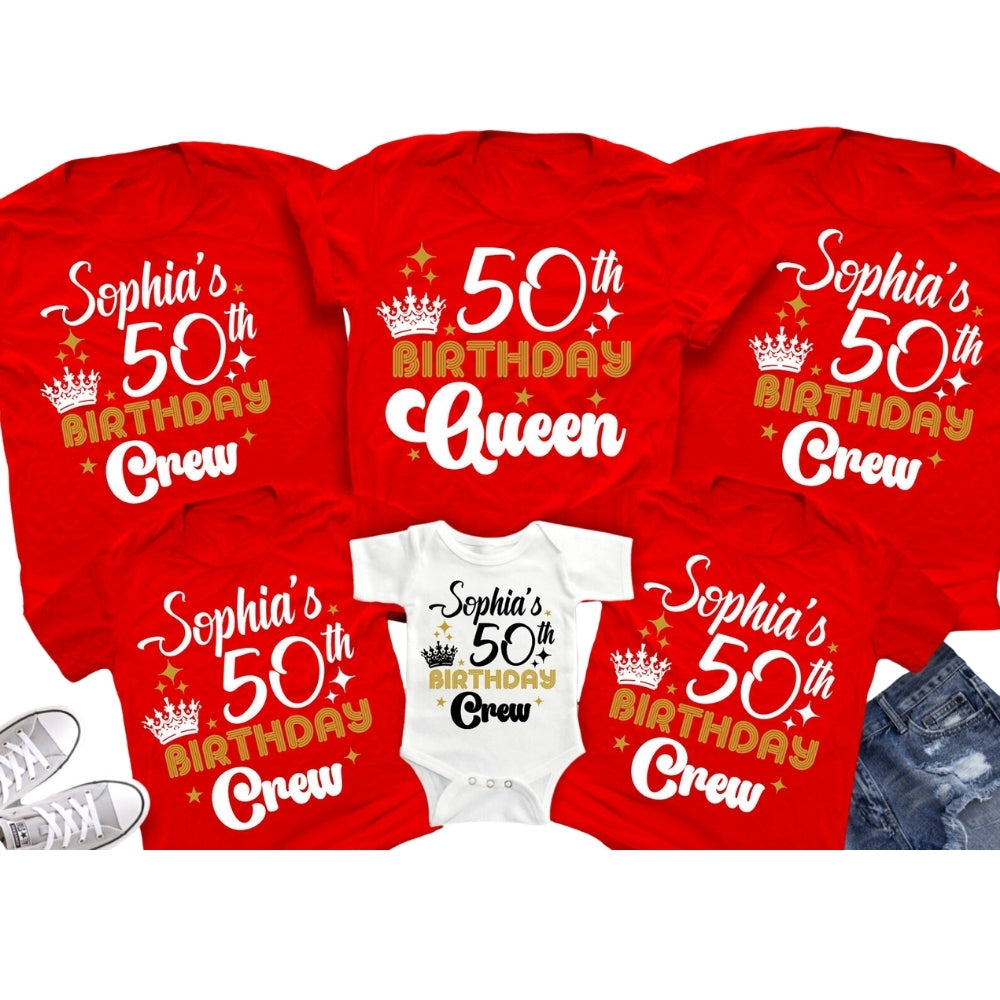 50th Birthday Queen Personalized Matching Family T Shirts, Custom 50th Birthday Matching Shirts For Family ET0410