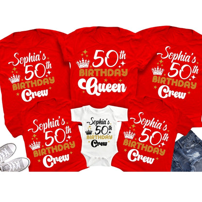 50th Birthday Queen Personalized Matching Family T Shirts, Custom 50th Birthday Matching Shirts For Family ET0410