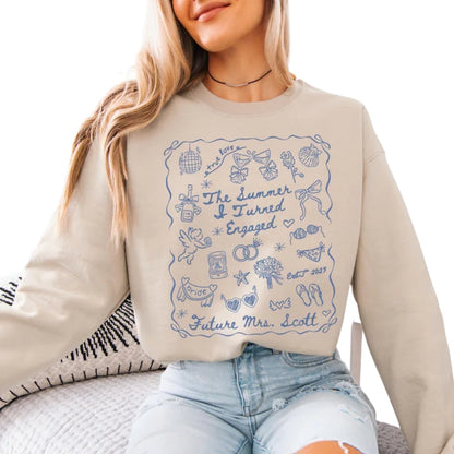 The Summer & Turned Engaged Custom Sweatshirt, Custom Future Mrs Sweatshirt 2D0262