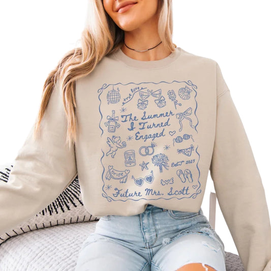 The Summer & Turned Engaged Custom Sweatshirt, Custom Future Mrs Sweatshirt 2D0262