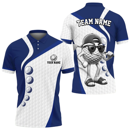 Funny Golf Ball Custom Mens Golf Polo Shirt, Custom Green And White Golf Team Shirts GE0543