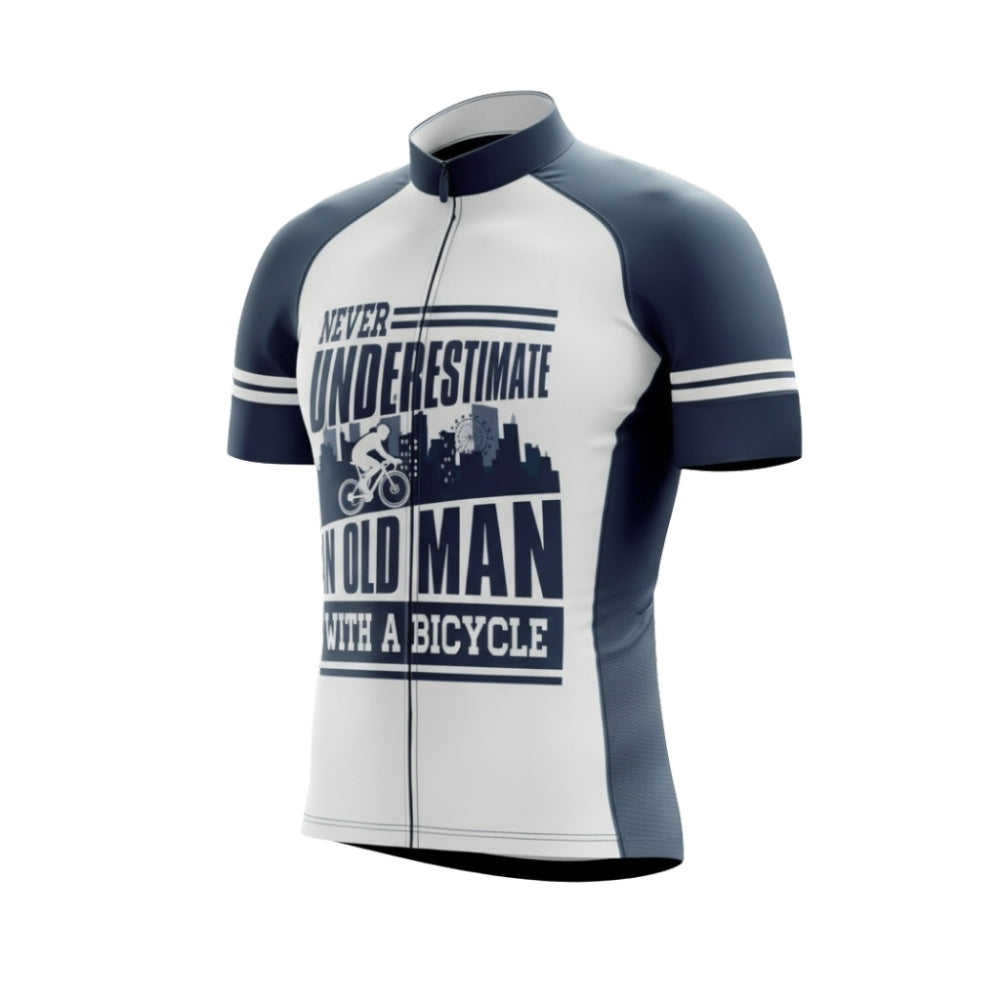 Never Underestimate An Old Man With A Bicycle Short Sleeve Cycling Jersey For Men, Funny Cycling Jerseys CG0662