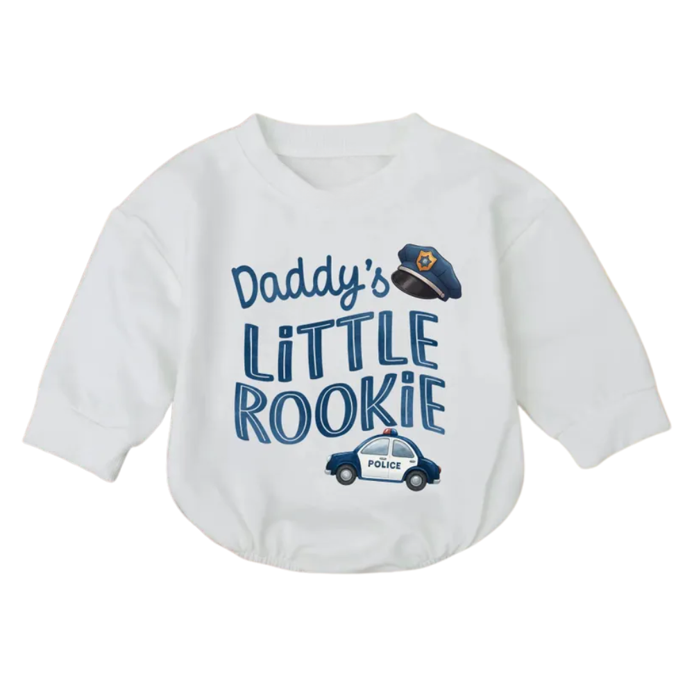 Daddy's Little Rookie Baby Romper Sweatshirt, Baby Police Romper Sweatshirt BB0561