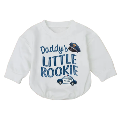 Daddy's Little Rookie Baby Romper Sweatshirt, Baby Police Romper Sweatshirt BB0561