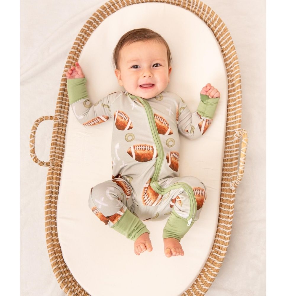 Football Baby Convertible Zipper Romper, Baby Football Lover Convertible Romper BB0344