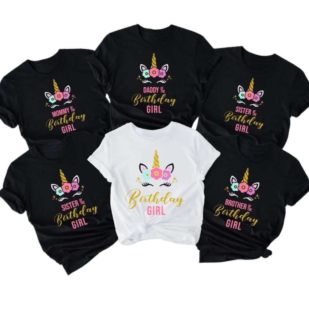 Custom Matching Unicorn Birthday Girl Family T Shirts, Custom Unicorn Birthday Matching Shirts For Family ET1128
