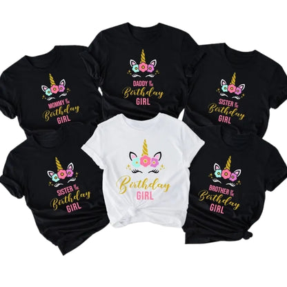 Custom Matching Unicorn Birthday Girl Family T Shirts, Custom Unicorn Birthday Matching Shirts For Family ET1128