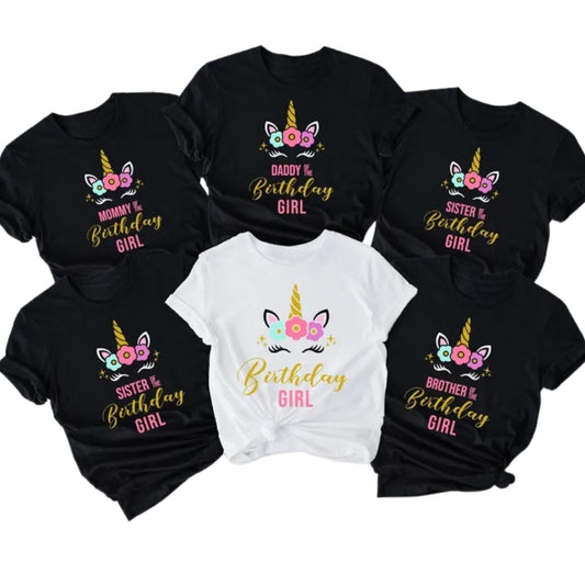 Custom Matching Unicorn Birthday Girl Family T Shirts, Custom Unicorn Birthday Matching Shirts For Family ET1128