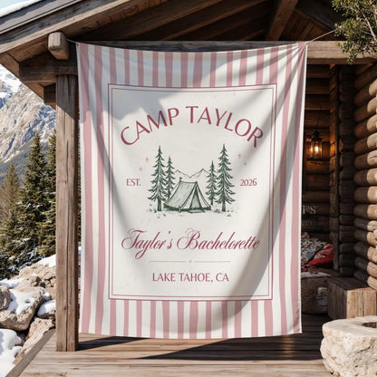 Personalized Camp Bachelorette Banner, Custom Camp Party Bachelorette Banner WD0421