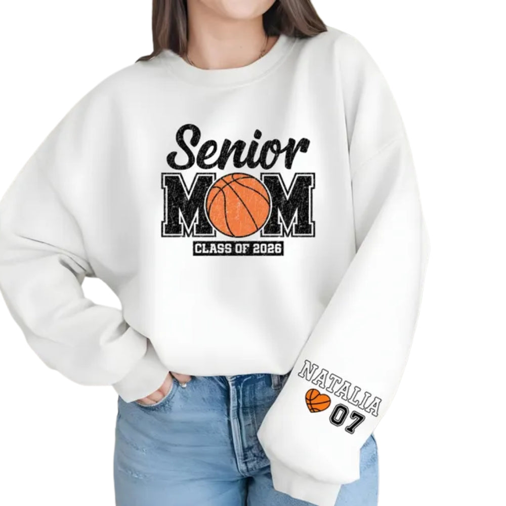 Custom Senior Mom Basketball Class Of 2026 Sweatshirt, Custom Basketball Sweatshirt For Mom 2D0370