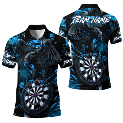 Custom Black And Red Crow Darts Men's Polo Shirts, Custom Crow Darts Team Shirts DE0041