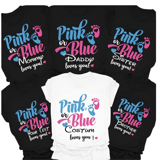 Pink Or Blue Gender Reveal Matching Family T Shirts, Matching Family Shirts For Baby Shower ET0411