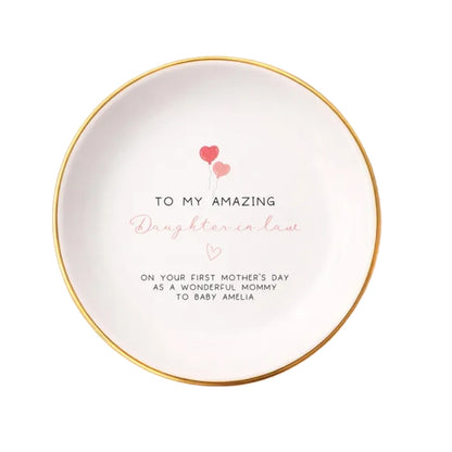 To My Amazing Daughter In Law Personalized First Mother Day Ring Dish, Personalized First Mother Day Jewelry Dish For Daughter In Law WD0161
