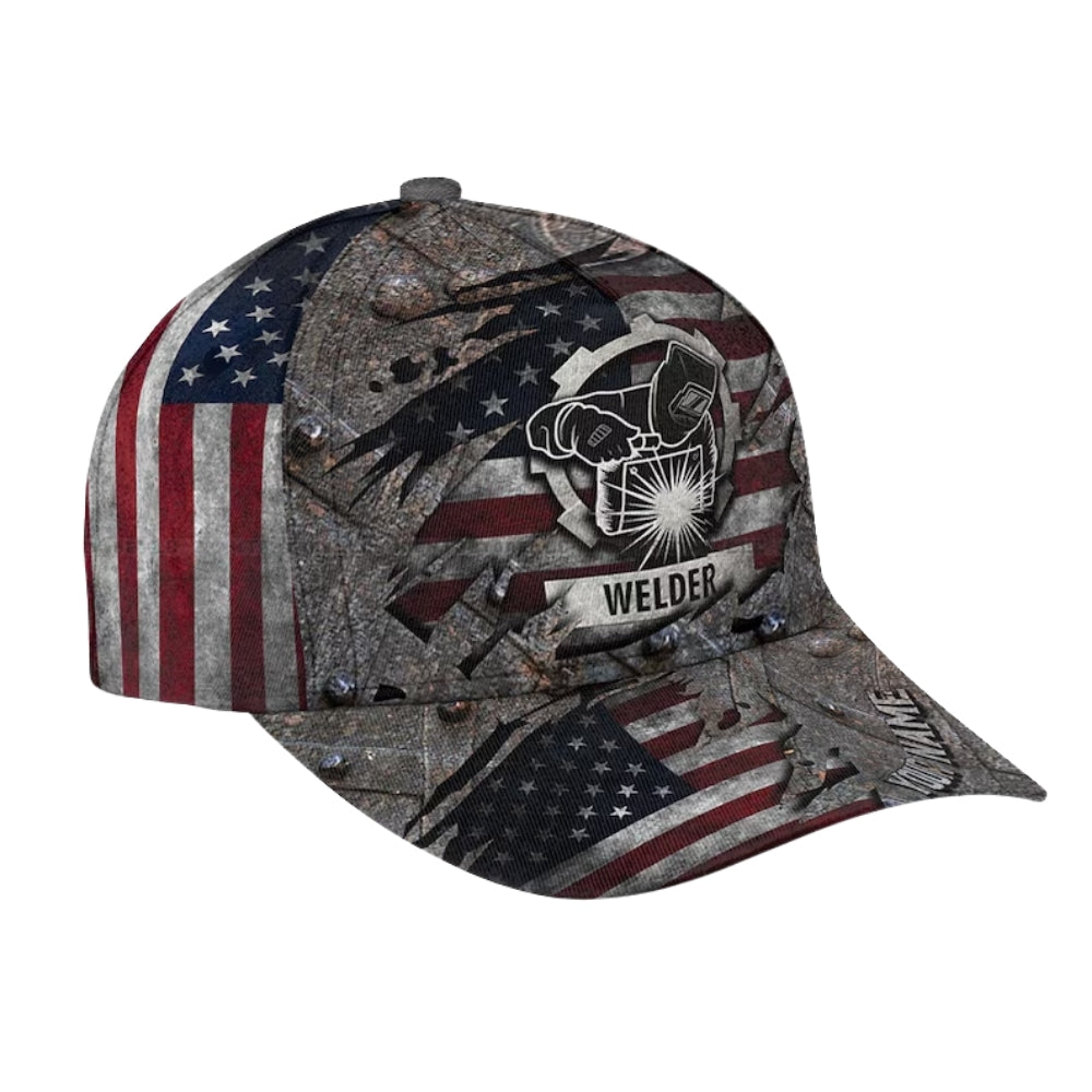 Custom American Flag Welder Baseball 3D Cap, Custom Welder Hats Caps CP0113