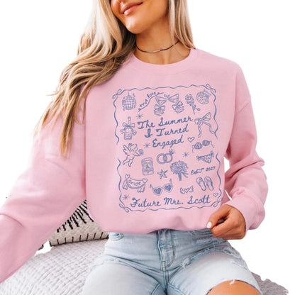 The Summer & Turned Engaged Custom Sweatshirt, Custom Future Mrs Sweatshirt 2D0262
