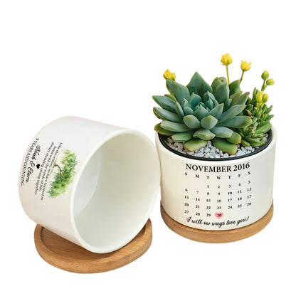 Personalized 9th Wedding Anniversary Willow Plant Pot, Personalized 9 Year Anniversary Plant Pot WD0018