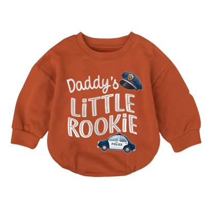 Daddy's Little Rookie Baby Romper Sweatshirt, Baby Police Romper Sweatshirt BB0561