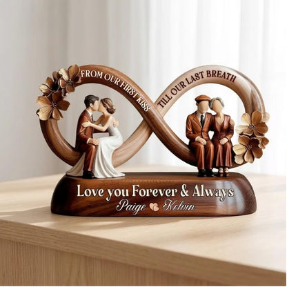 Custom Infinity Couple Wooden Plaque From Our First Kiss Till Our Last Breath, Custom Wedding Keepsake Wooden Block WD0812