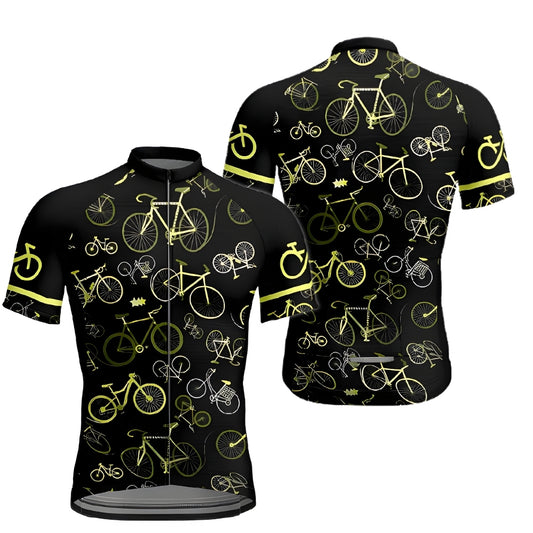 Bicycle Pattern Cycling Short Sleeve Jersey For Mens, Men's Cycling Jerseys CE0035