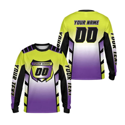 Custom Gradient Orange And Blue Motocross Long Sleeve Jersey For Men, Custom Dirt Bike Shirts With Number ME0048