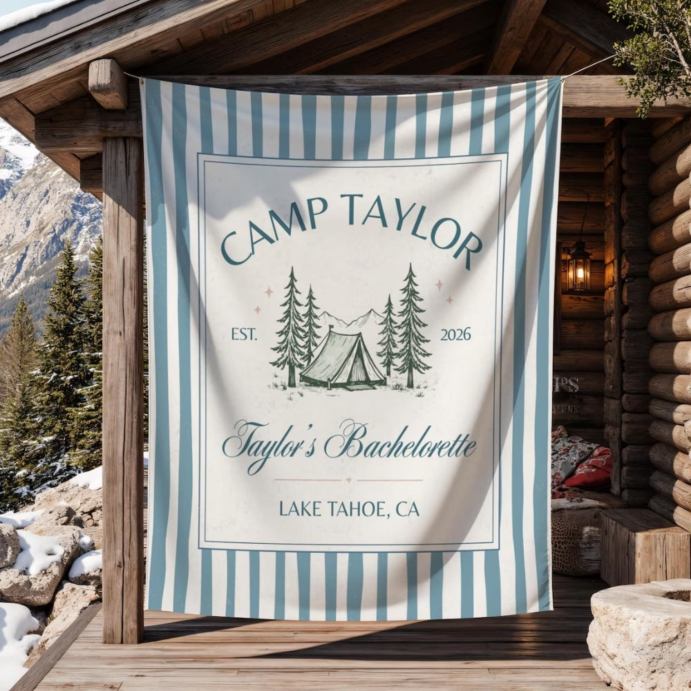 Personalized Camp Bachelorette Banner, Custom Camp Party Bachelorette Banner WD0421
