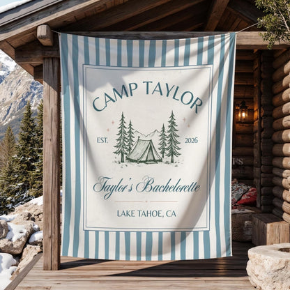 Personalized Camp Bachelorette Banner, Custom Camp Party Bachelorette Banner WD0421