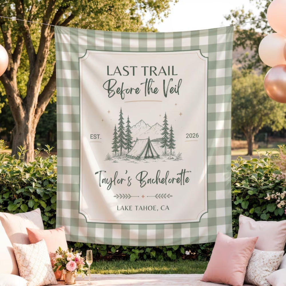 Custom Last Trail Before the Veil Bachelorette Banner, Custom Lake Party Bachelorette Sign WD0538
