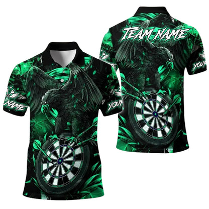 Custom Black And Red Crow Darts Men's Polo Shirts, Custom Crow Darts Team Shirts DE0041