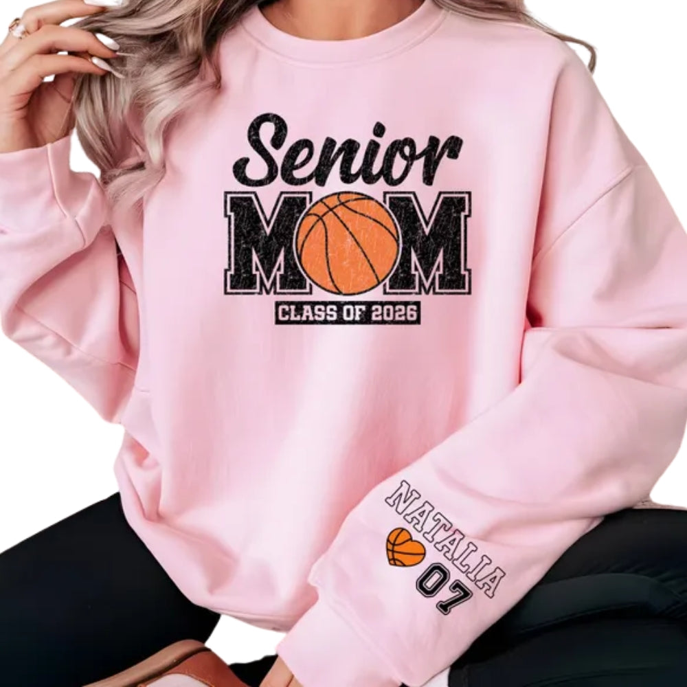 Custom Senior Mom Basketball Class Of 2026 Sweatshirt, Custom Basketball Sweatshirt For Mom 2D0370